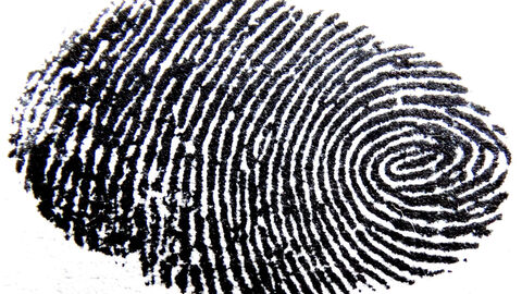 Fingerabdruck auf weißem Grund.