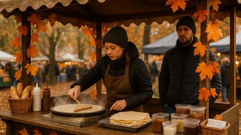 Crepes-Stand (Symbolbild) Crepes-Stand auf Herbstmarkt